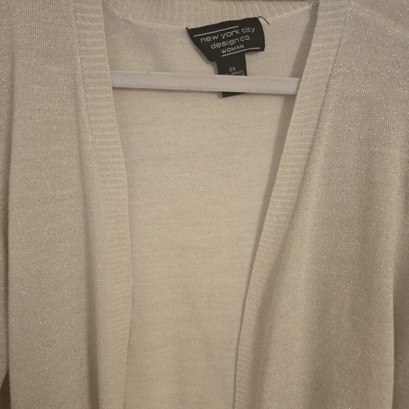 New York City Designs Women's Cream Cardigan With Gold Specks - Picture 2 of 3